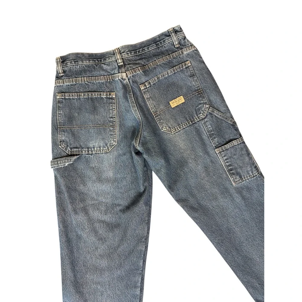 Wrangler Carpenter Jeans Fleece Lined Blue Denim Workwear Style Pants Size 29x30